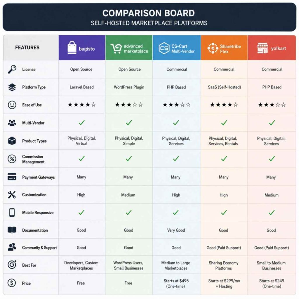 Comparing the Best Self-Hosted Marketplace Options